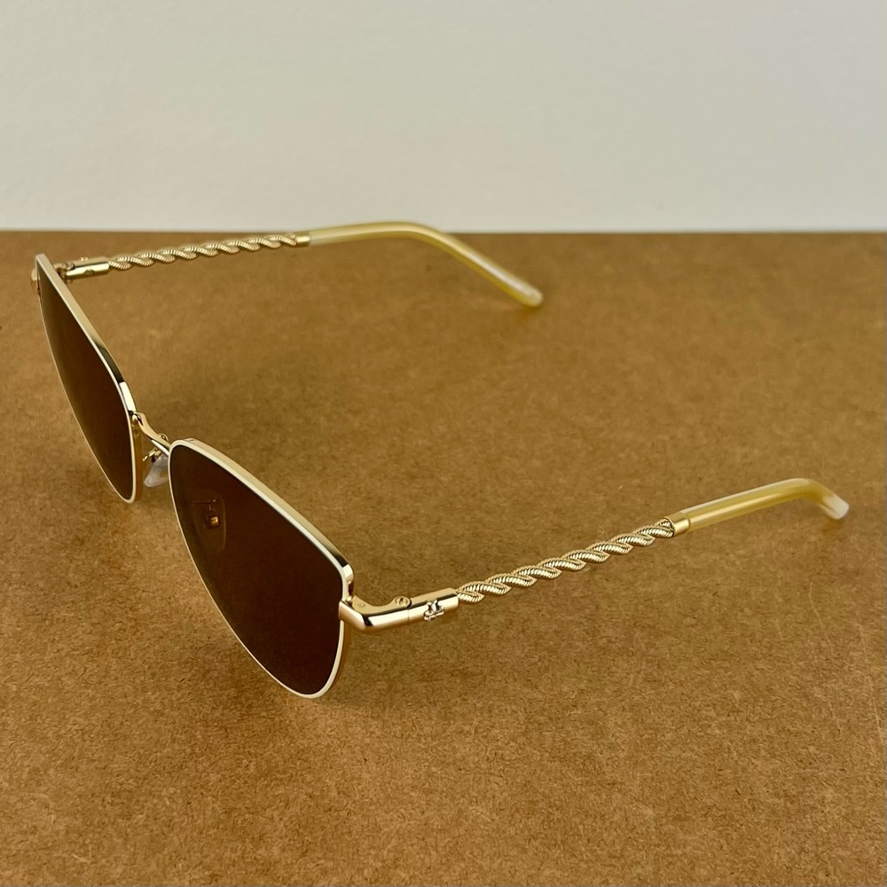 TORY BURCH GOLD FRAME CAT-EYE SUNGLASSES - Picture 2 of 10